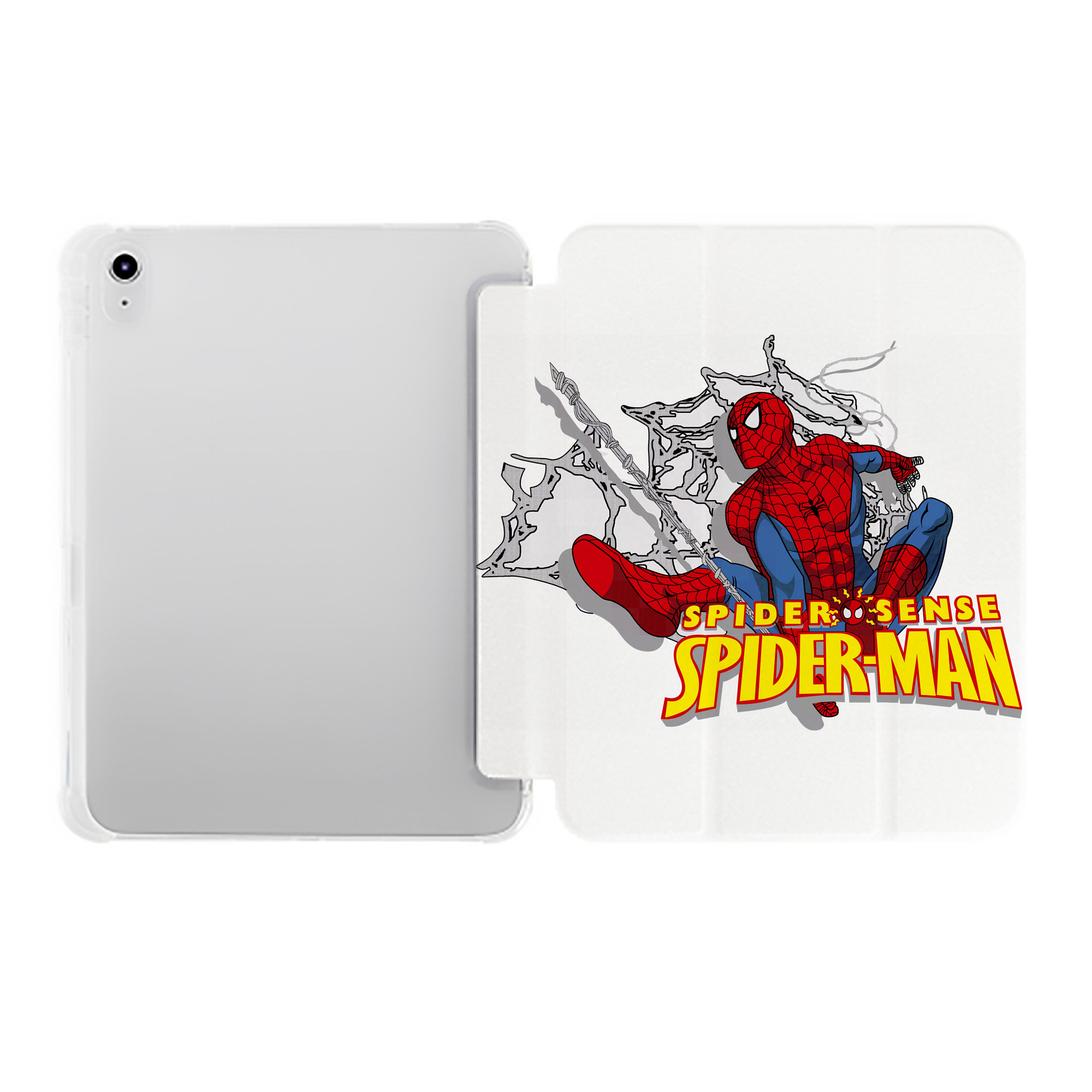 （画像用） Spider Man スパイダーマン IPad ケース ペン収納付き 三つ折りスタンド PUレザー×シリコン 対応機種9.5/10.5/10.9インチ